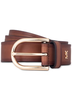 Michael Michael Kors Women's Gold-Tone-Buckle Leather Belt - Luggage