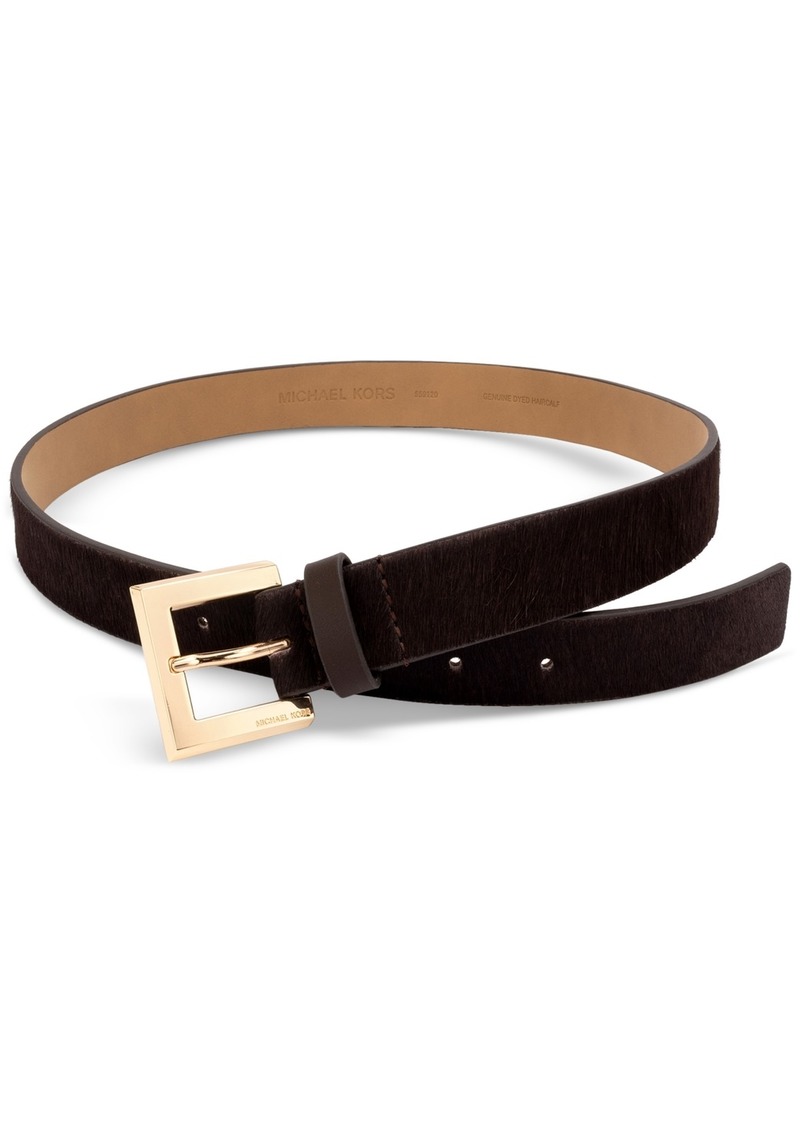 Michael Michael Kors Women's Haircalf Leather Belt - Chocolate