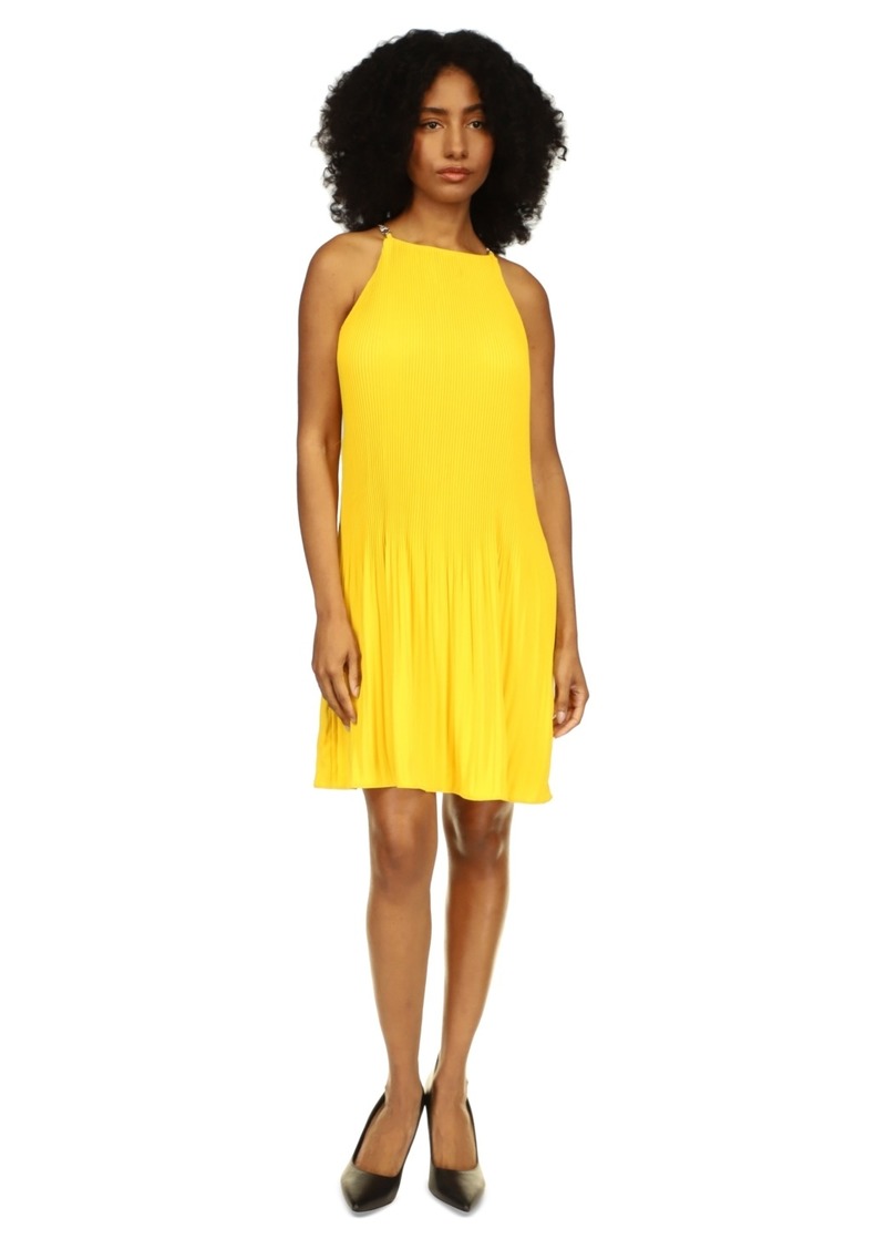 Michael Michael Kors Women's Halter-Neck Pleated Dress - Bright Dandelion