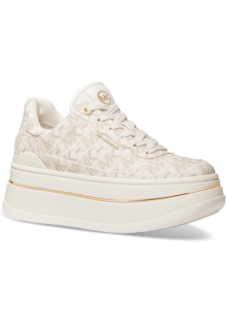 Michael Michael Kors Women's Hayes Empire Logo Lace-Up Platform Sneakers - Vanilla