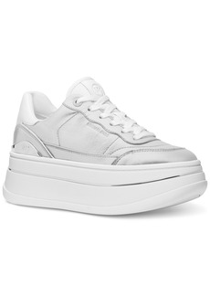 Michael Michael Kors Women's Hayes Empire Logo Lace-Up Platform Sneakers - Silver/ Optic White