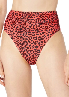 Michael Michael Kors Women's High Waist Animal-Print Bikini Bottoms - Red