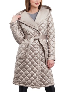 Michael Michael Kors Women's Hooded Belted Quilted Coat - Taupe