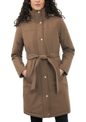 Michael Michael Kors Women's Hooded Belted Raincoat, Regular & Petite, Created for Macy's - Black