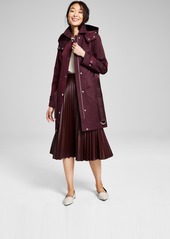 Michael Michael Kors Women's Hooded Belted Trench Coat, Created for Macy's - Burgundy