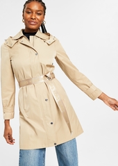 Michael Michael Kors Women's Hooded Belted Trench Coat, Created for Macy's - Black