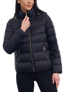 Michael Michael Kors Women's Hooded Packable Bomber Puffer Coat - Black
