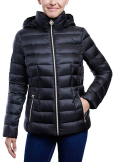 Michael Michael Kors Women's Hooded Packable Down Shine Puffer Coat, Created for Macy's - Black