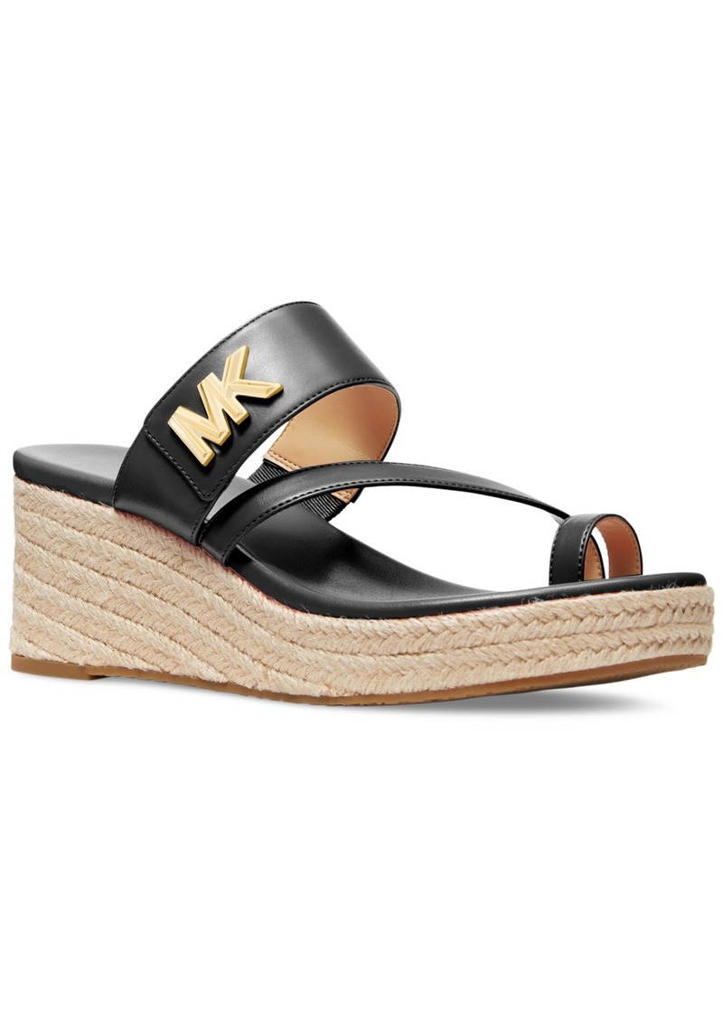 Michael Michael Kors Women's Jilly Logo Espadrille Wedge Sandals - Black