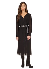 Michael Michael Kors Women's Kate Belted Button-Down Midi Dress, Regular & Petite - Black