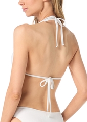 Michael Michael Kors Women's Logo Hardware Triangle Halter Bikini Top - White