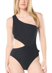 Michael Michael Kors Women's One-Shoulder Side-Cutout Swimsuit - Black