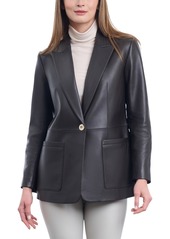 Michael Michael Kors Women's Oversized Leather Blazer Jacket - Black