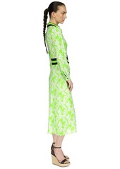 Michael Michael Kors Women's Palm Printed Belted Midi Dress - Green Apple
