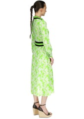 Michael Michael Kors Women's Palm Printed Belted Midi Dress - Green Apple