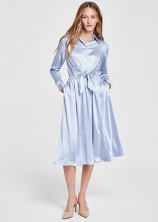 Michael Michael Kors Women's Pinstriped Tie-Front Shirtdress - Blueberry