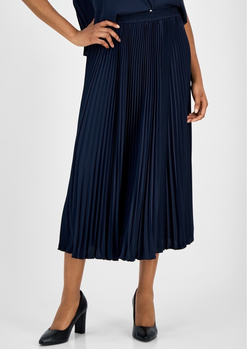 Michael Michael Kors Women's Pleated Pull-On Midi Skirt - Admiral