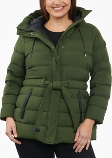 Michael Michael Kors Women's Plus Size Belted Packable Puffer Coat - Jade