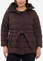 Michael Michael Kors Women's Plus Size Belted Packable Puffer Coat - Black