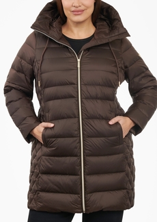 Michael Michael Kors Women's Plus Size Hooded Down Packable Puffer Coat, Created for Macy's - Chocolate