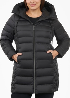 Michael Michael Kors Women's Plus Size Hooded Down Packable Puffer Coat, Created for Macy's - Black