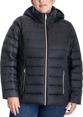 Michael Michael Kors Women's Plus Size Hooded Packable Down Puffer Coat - Luggage