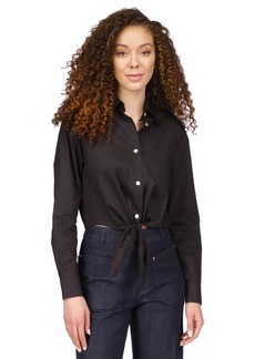 Michael Michael Kors Women's Poplin Tie-Front Button-Down Cotton Shirt, Regular & Petite - Black