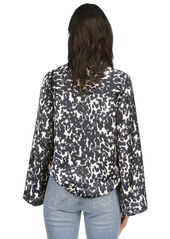 Michael Michael Kors Women's Printed Button-Front Flare-Sleeve Top - Admiral