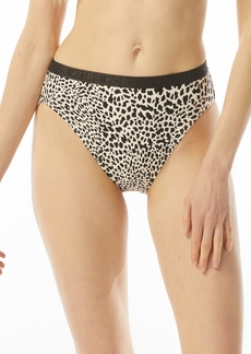 Michael Michael Kors Women's Printed High-Leg Bikini Bottoms - Bone