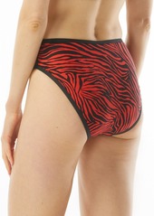 Michael Michael Kors Women's Printed High Leg Bikini Bottoms - Ruby