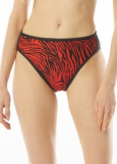 Michael Michael Kors Women's Printed High Leg Bikini Bottoms - Ruby