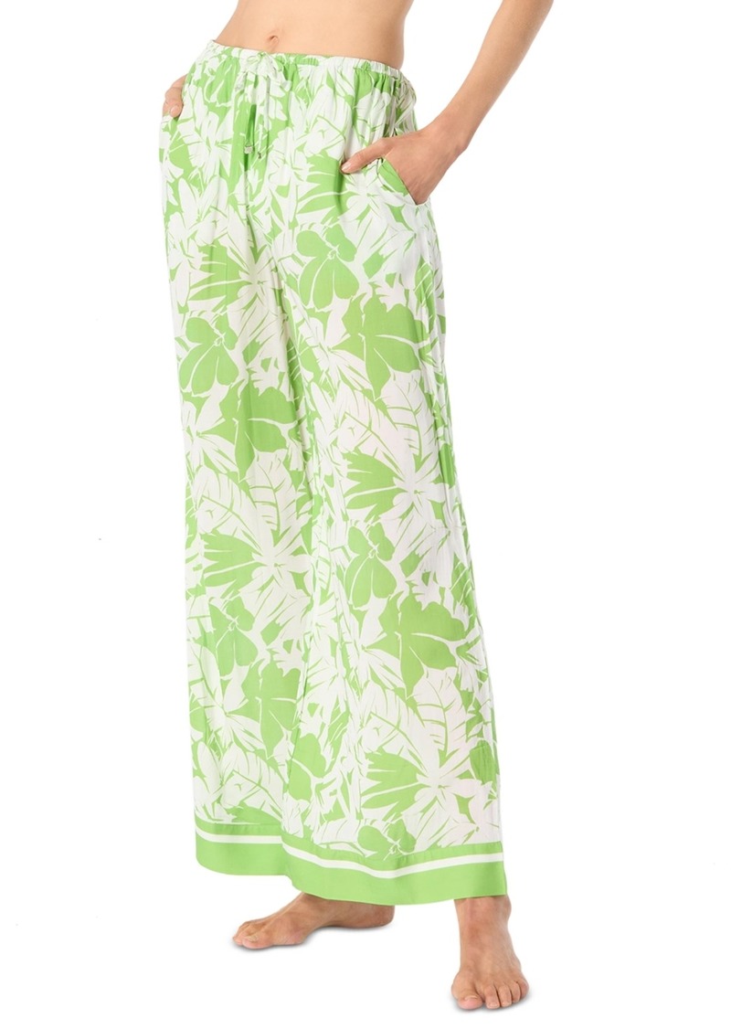 Michael Michael Kors Women's Printed High Rise Wide Leg Cover-Up Pants - Green Apple