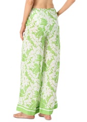Michael Michael Kors Women's Printed High Rise Wide Leg Cover-Up Pants - Green Apple
