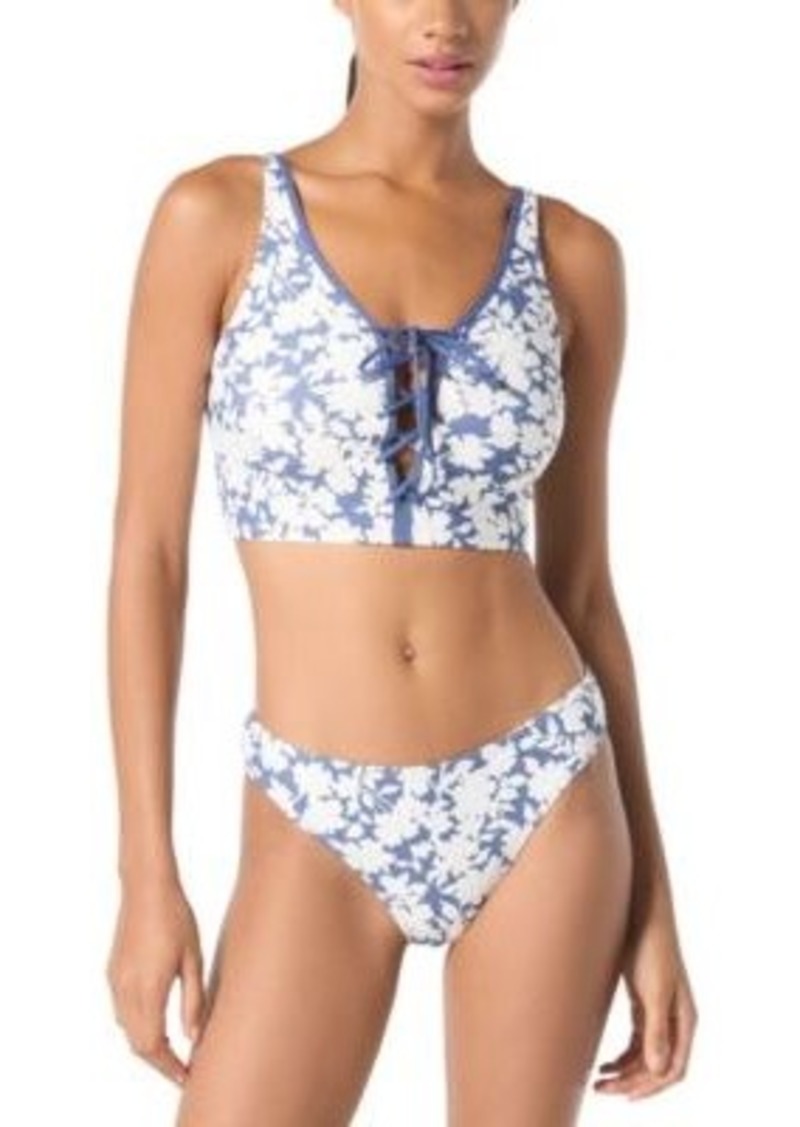 Michael Michael Kors Womens Printed Lace Up Bikini Top Printed Bikini Bottoms