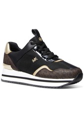 Michael Michael Kors Women's Raina Lace-Up Trainer Running Sneakers - Black