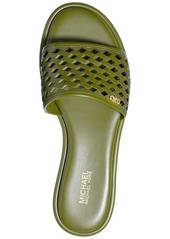 Michael Michael Kors Women's Saylor Perforated Slide Sandals - Smokey Olive