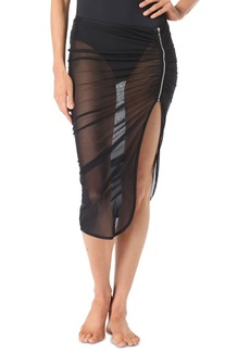 Michael Michael Kors Women's Sheer Zipper Cover-Up Skirt - Black