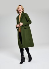 Michael Michael Kors Women's Single-Breasted Wool Blend Coat, Created for Macy's - Midnight