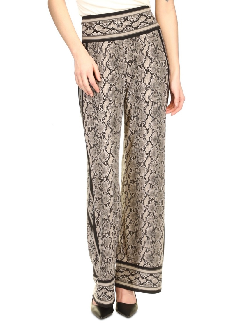 Michael Michael Kors Women's Snake-Print Border-Print Pants - Black