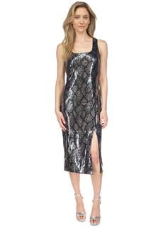 Michael Michael Kors Women's Snakeskin-Print Sequined Dress - Black/silver