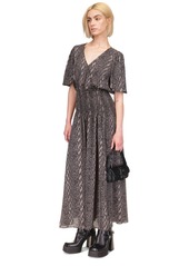 Michael Michael Kors Women's Snake-Print Smocked Maxi Dress - Black