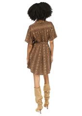 Michael Michael Kors Women's Snakeskin-Print Pleated-Back Shirtdress - Chocolate