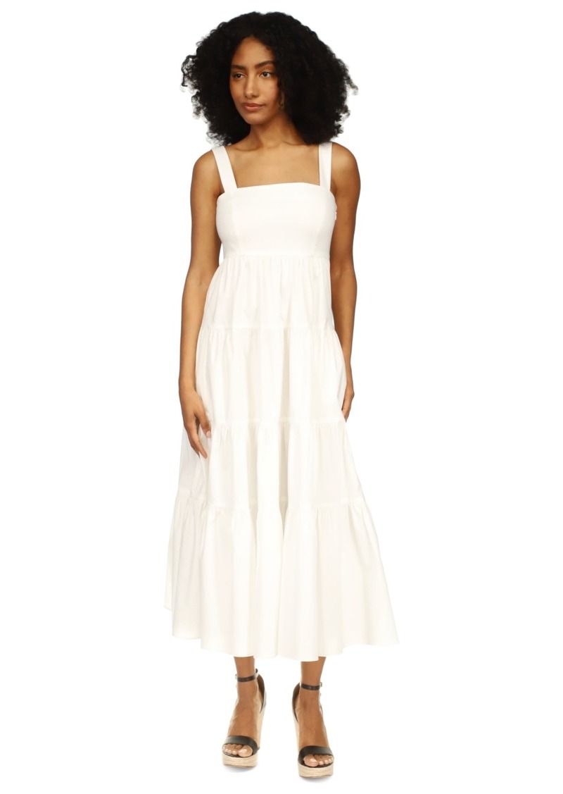 Michael Michael Kors Women's Square-Neck Sleeveless Tiered Midi Dress - White