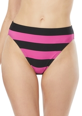 Michael Michael Kors Women's Striped High-Waisted Bikini Bottoms - Pink