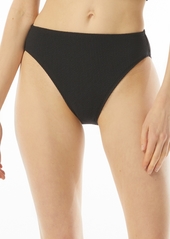 Michael Michael Kors Women's Textured High-Leg Bikini Bottoms - Black
