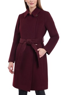 Michael Michael Kors Women's Wool Blend Belted Wrap Coat - Merlot