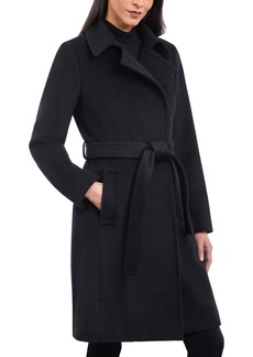 Michael Michael Kors Women's Wool Blend Belted Wrap Coat - Black