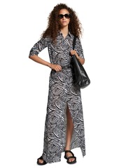 Michael Michael Kors Women's Zebra-Print Belted Maxi Dress - Black/ White