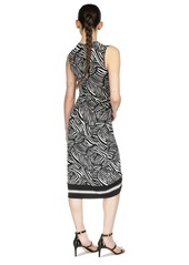 Michael Michael Kors Women's Zebra-Print Faux Wrap Midi Dress, Regular & Petite - Black/White