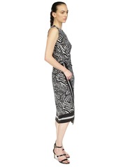 Michael Michael Kors Women's Zebra-Print Faux Wrap Midi Dress, Regular & Petite - Black/White